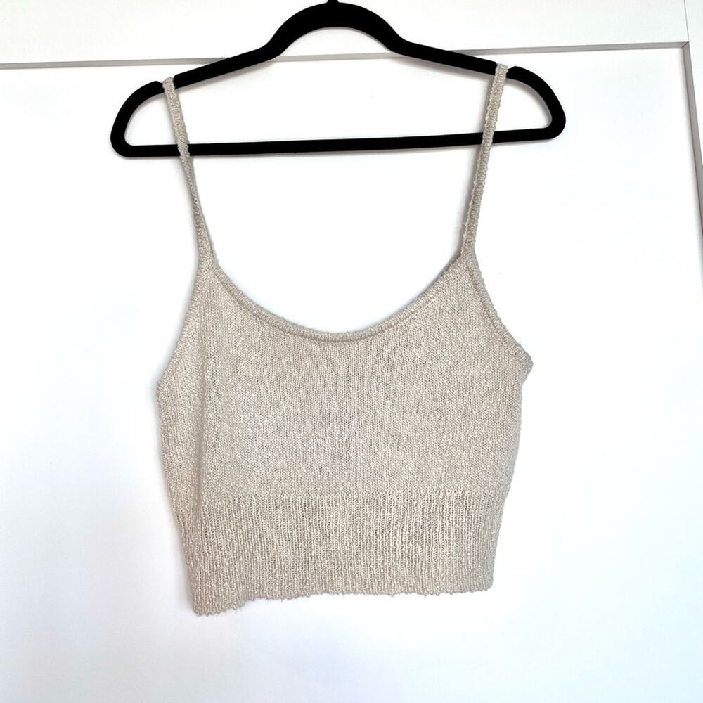 Le Lis Cream Knit Cropped Tank Top Size Large